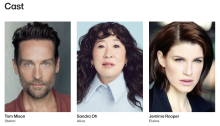 Cast photo for The Misanthrope, includes Tom Mison, Sandra Oh and Jemima Rooper