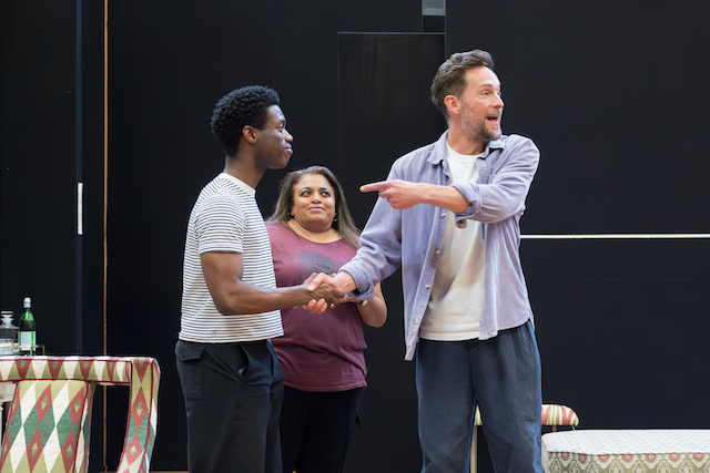 Rehearsal photo with Tom, Rina Fatania and Freddie MacBruce